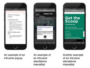 Intrusive Iterstitial examples to be punished by Google