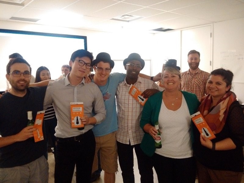 The Leonardo Hackathon winning team with their $100 Best Buy gift cards.