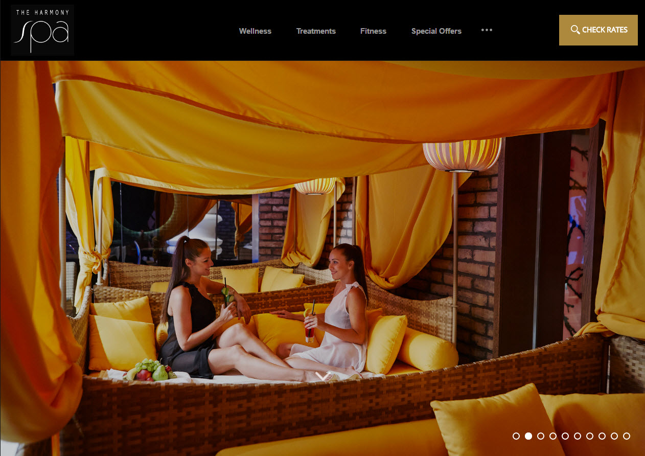 Relaxation is showcased on the Harmony Spa homepage