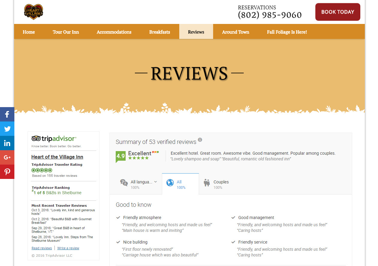 Heart of the Village Reviews Page