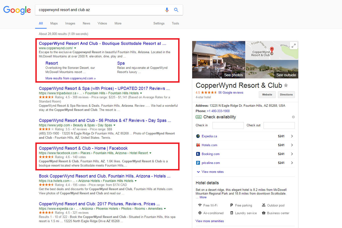 dominate page 1 for your branded keywords