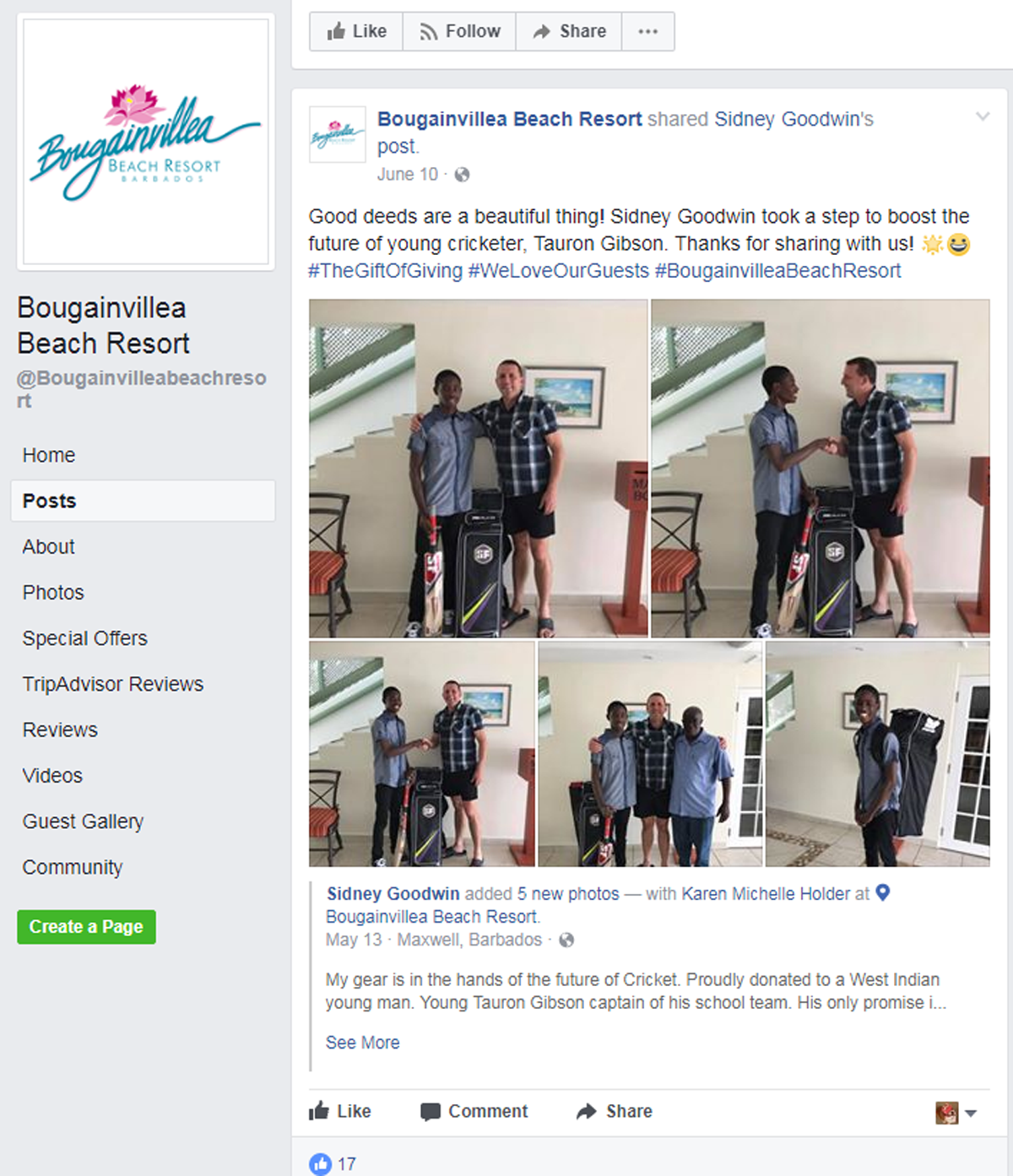 user-generated content facebook post by th bougainvillea beach resort